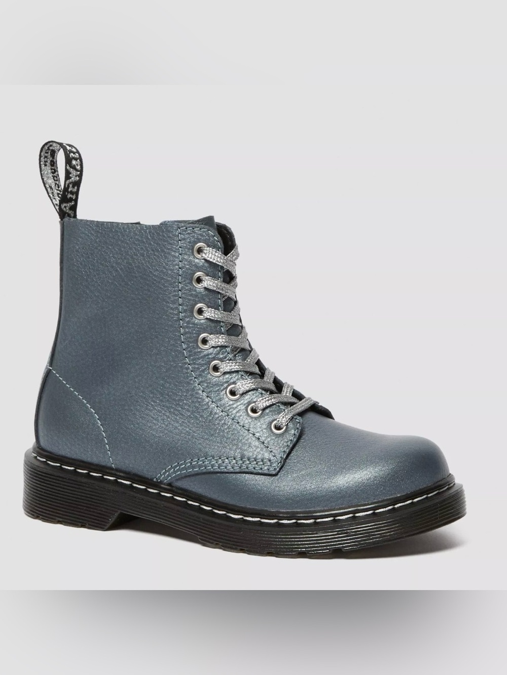 Dr. Martens Junior 1460 Pascal Gunmetal Metallic Leather Boots